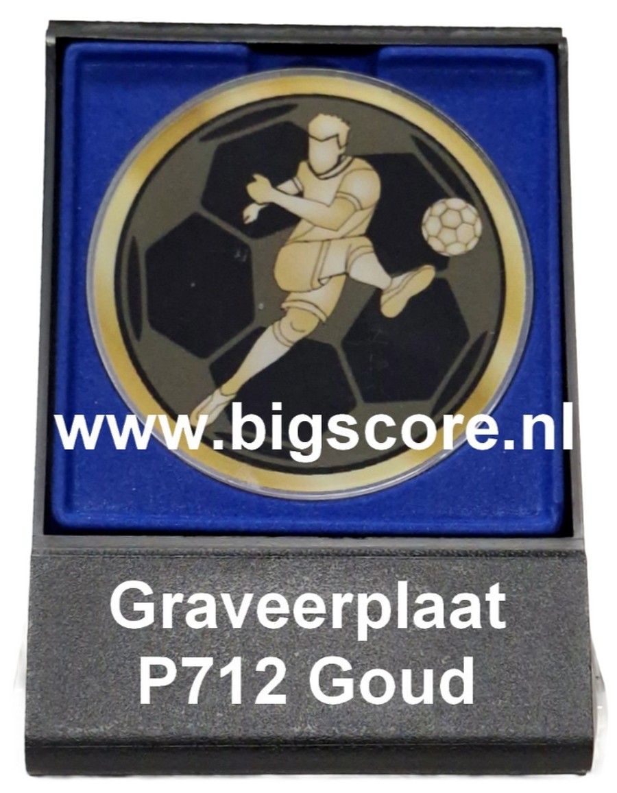 Voetbal Heren Acryl in medailledoosje Blauw-Zwart G/Z/B
